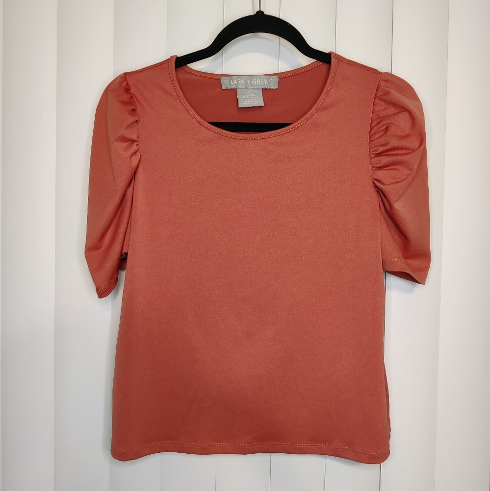 Lark + Grey Terracotta Puff Sleeve Top